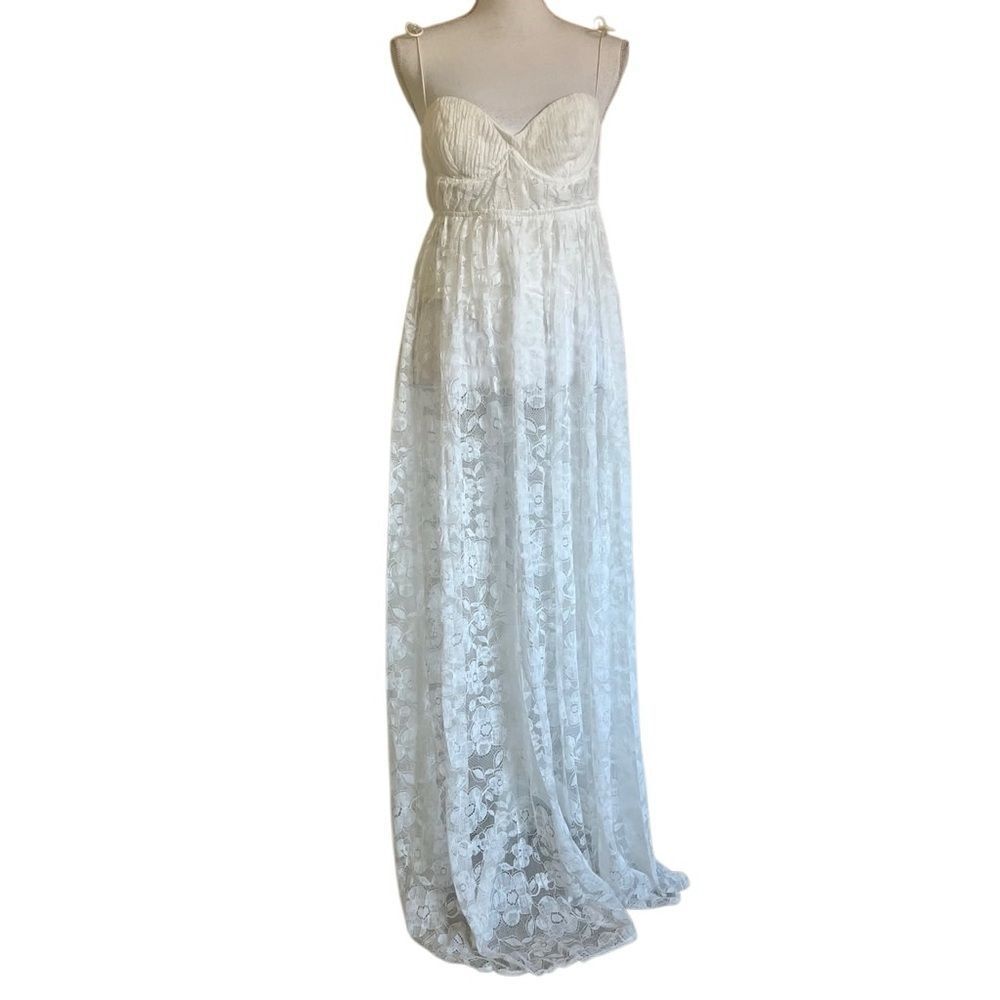 For Love & Lemons Lorena Maxi Dress White Lace Medium NEW MSRP $266 - Picture 3 of 9